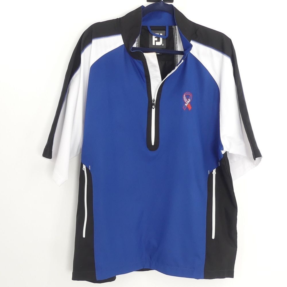FootJoy Short Sleeve Golf Windshirt Pullover Half Zip AFAF Blue Men's Large